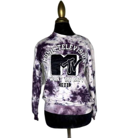 Y2K MTV Tie Dye Sweatshirt Small | 1981 Retro Vintage Look | Viacom 2021 - Picture 1 of 8